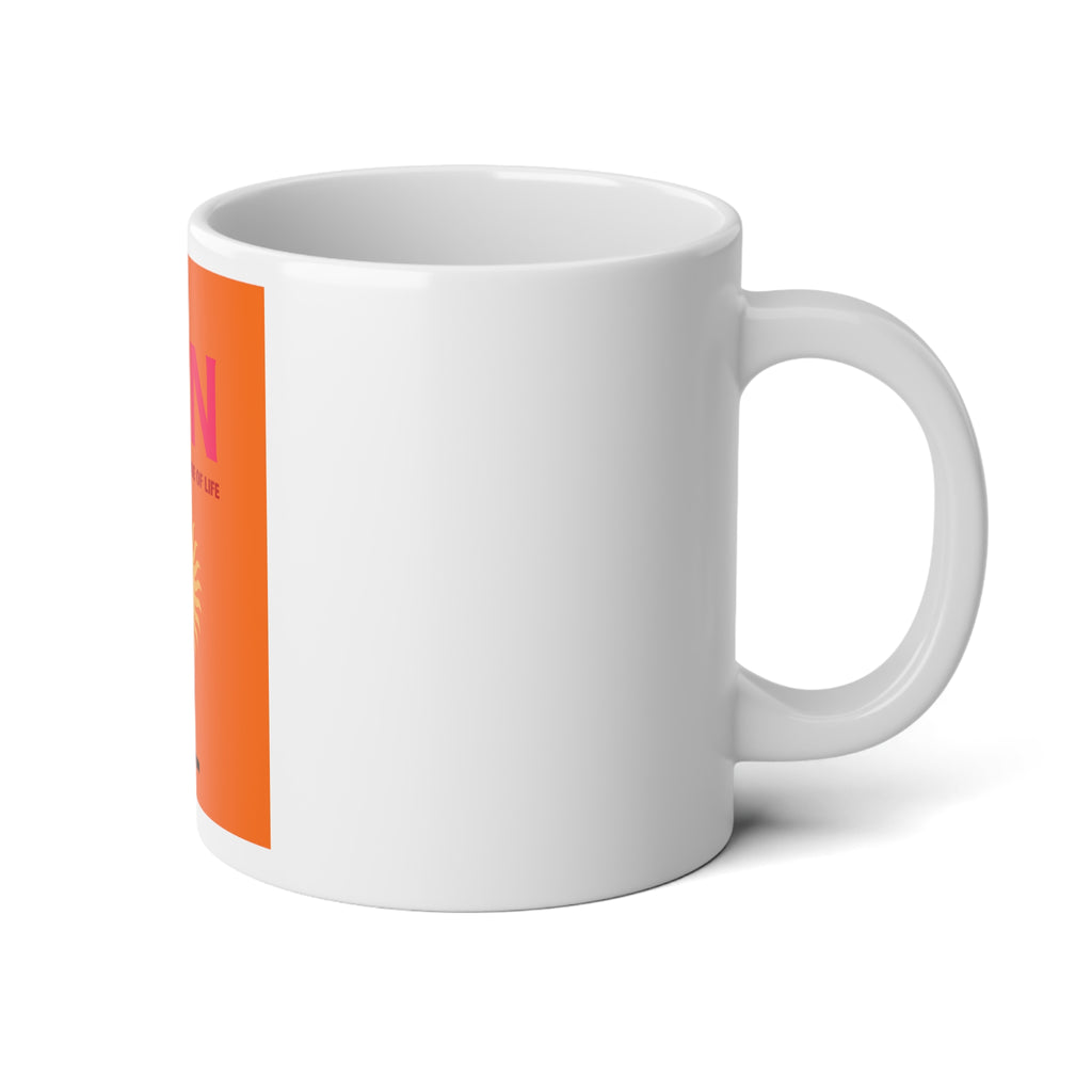 20oz Jumbo Mug — "SUN: The Sunny Side of Life" Bright Orange Coffee Cup
