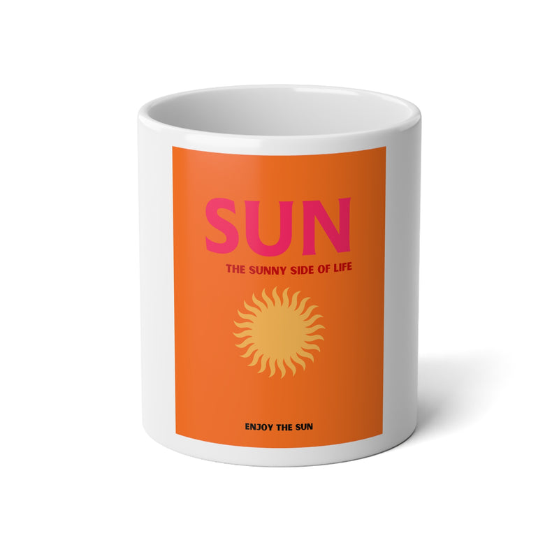 20oz Jumbo Mug — "SUN: The Sunny Side of Life" Bright Orange Coffee Cup